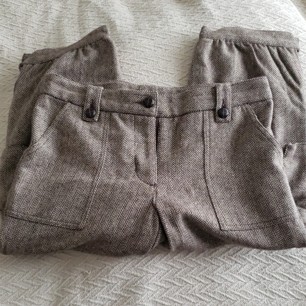 FRENCH Wool Brown Chevron Bermuda Pants